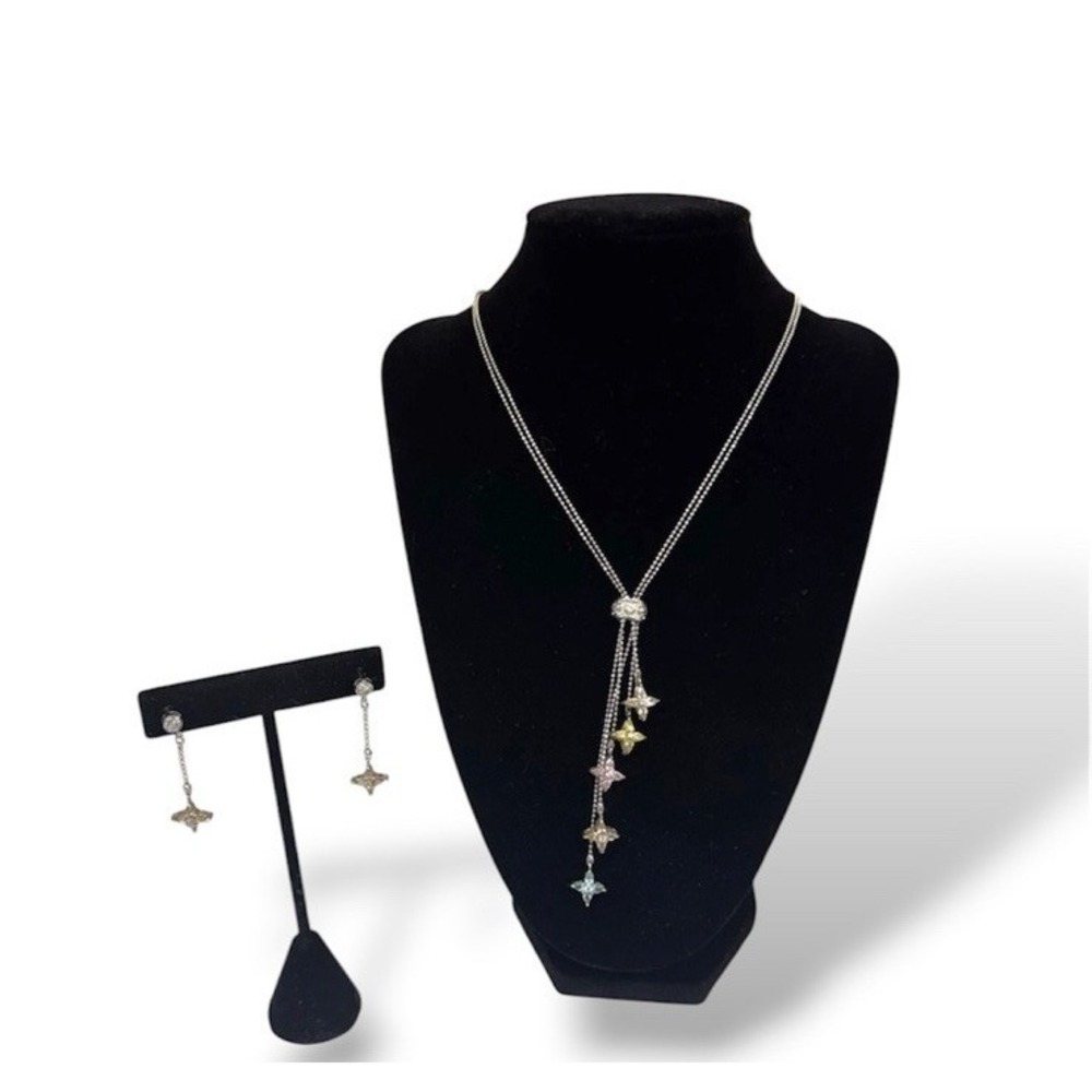 Kiam Family Silver Tone Shooting Star Necklace & Earrings Set Lia Sophia Lariat